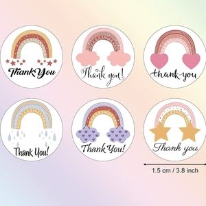 150 THANK YOU Boho Rainbow Stickers 6 Designs